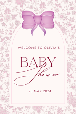 Pink Floral Shower Welcome Sign- 24"x36"